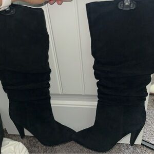Steve Madden Black Suede Heeled Boots